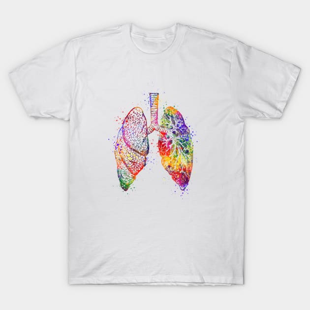 Lungs Anatomy Art Colorful Watercolor Gift T-Shirt by LotusGifts